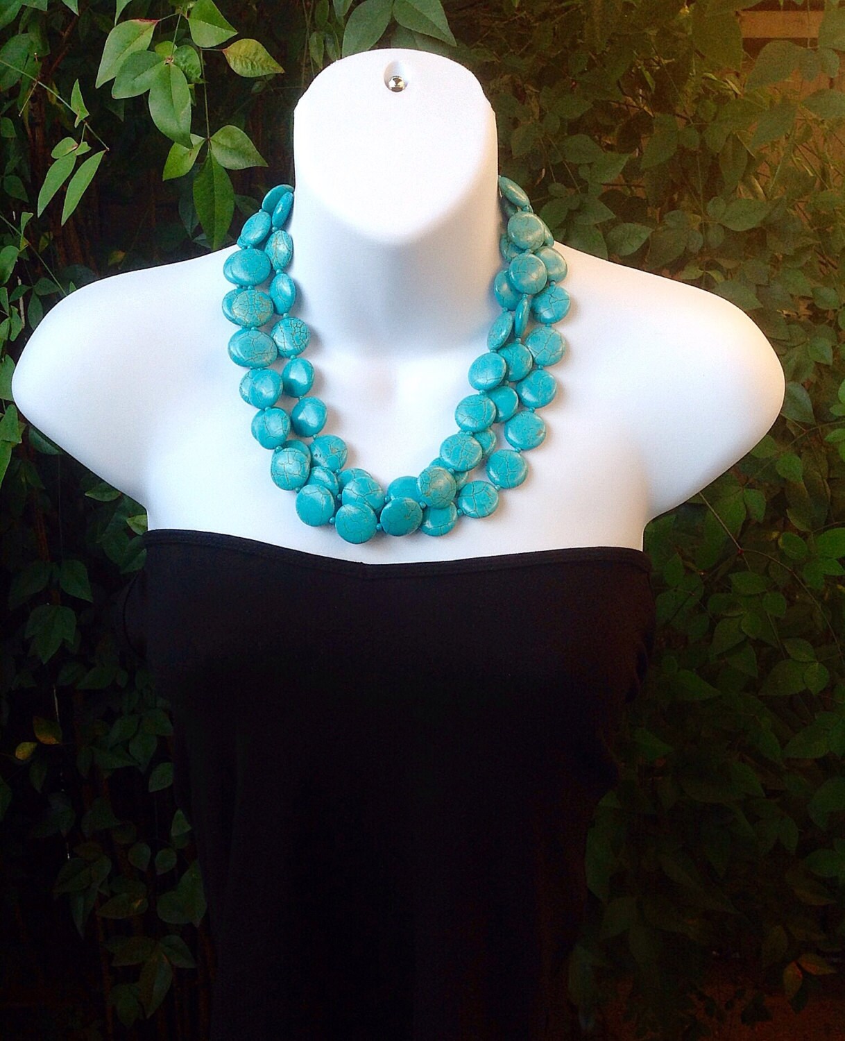 Turquoise Triple-Strand Choker Necklace