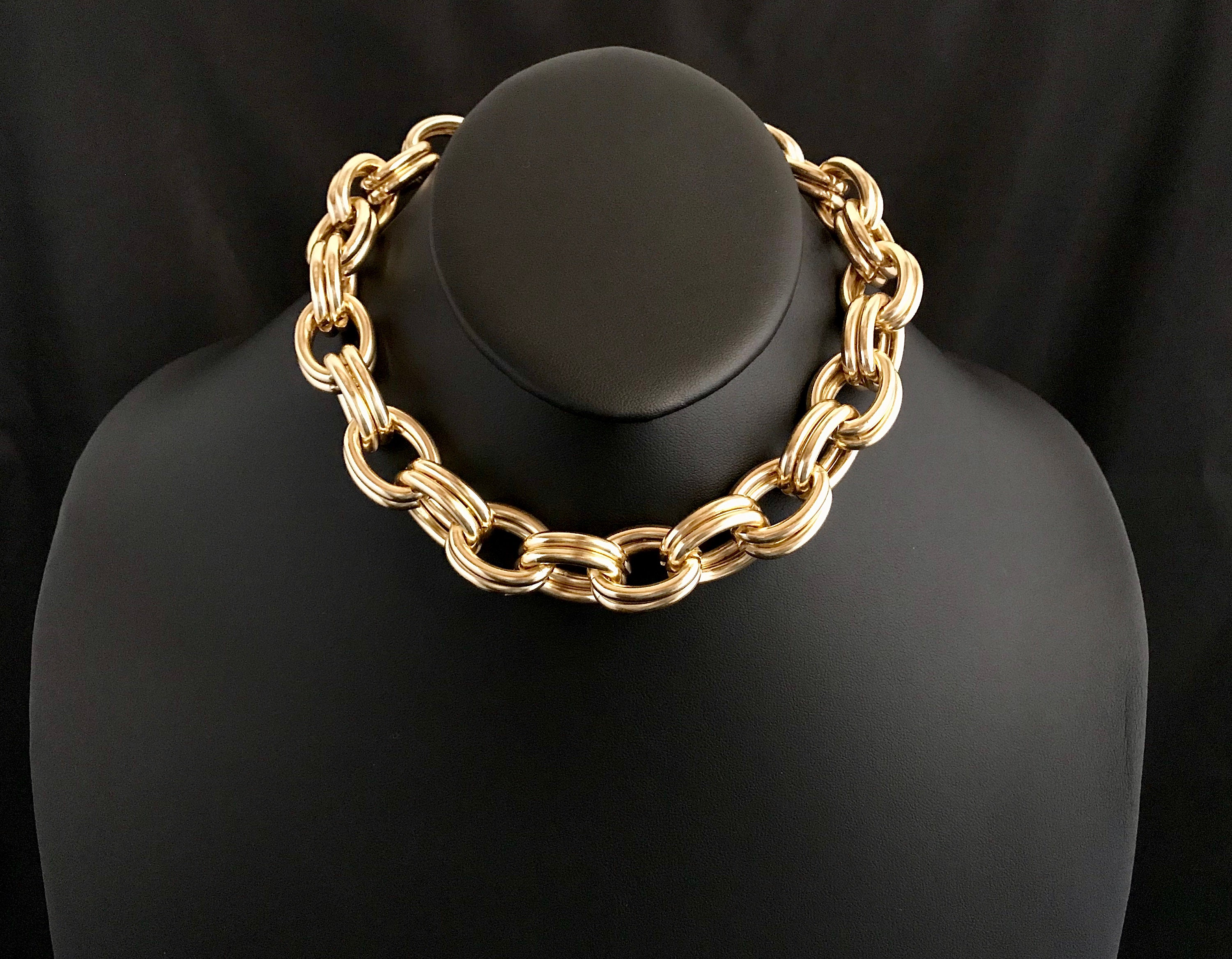 Gold Chain Choker Women, Thick Heavy Solid 316L Stainless Steel Gold Chain Necklace, Miami Cuban Link Chain Choker, Gold Chunky Chain Collar