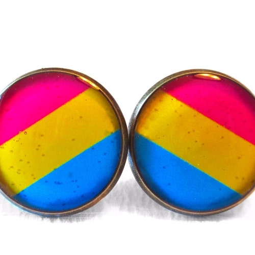 Pansexual Flag Earrings - Gay Pride Flag Stud Earrings - Pop Culture Jewelry - Pro Marriage Equality and LGBT Rights