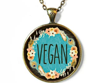 Bohemian Wreath Vegan Necklace, Vegan Jewelry, Pro Animal Rights Vegetarian Animal Lover Jewelry, Animal Jewelry, Animal Necklace