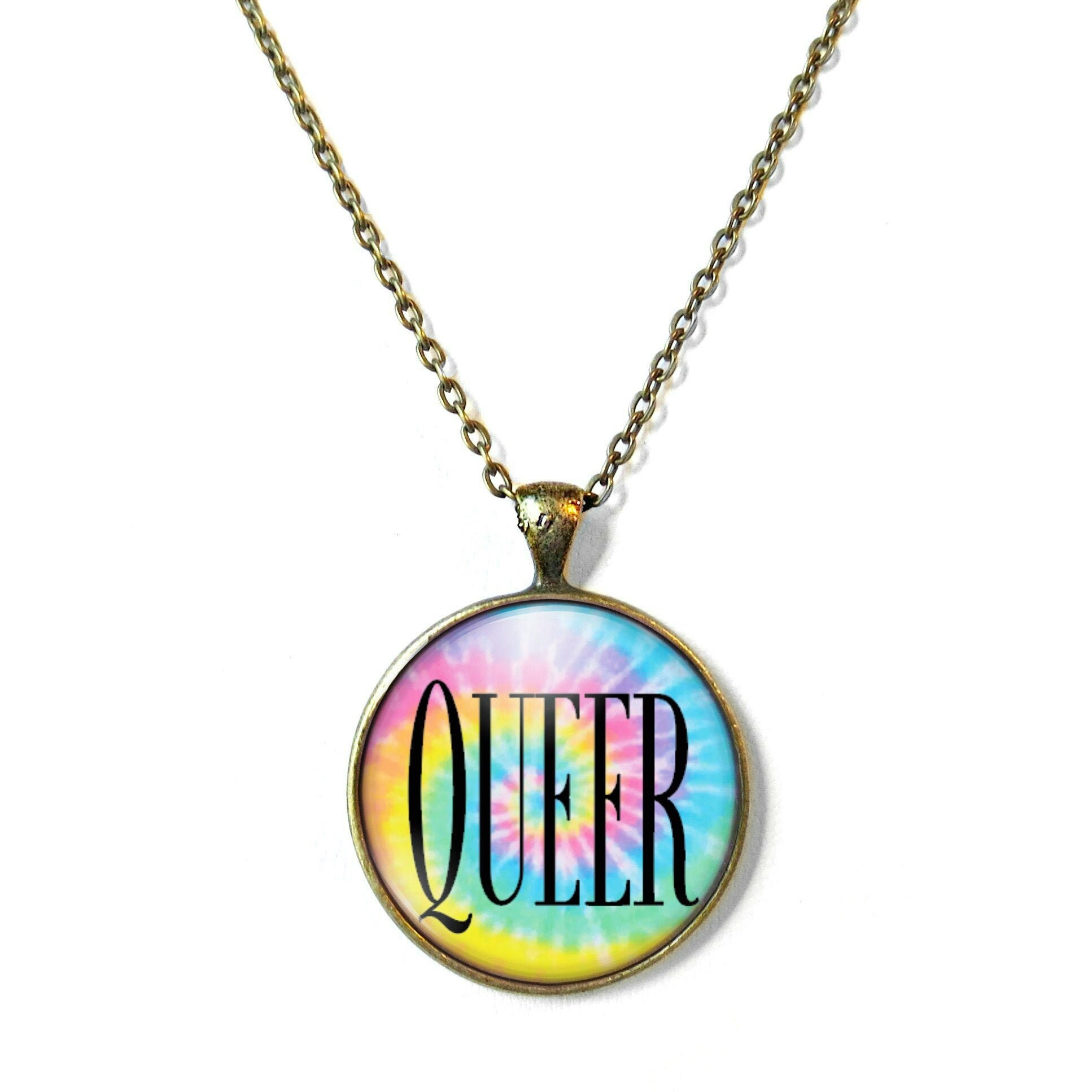 Queer Necklace Gay Pride Jewelry Pronoun Necklace Gay Pride Etsy