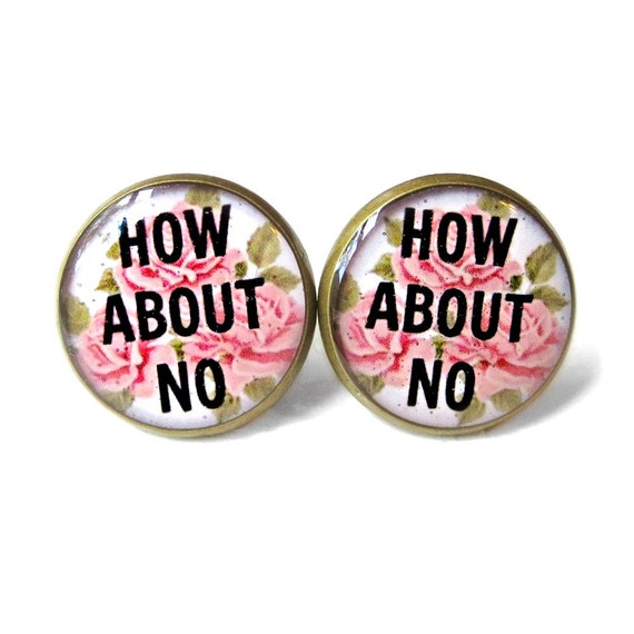 How About NO. Earrings Floral Pop Culture Soft Grunge Pastel - Etsy