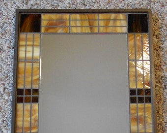 Mosaic Mirror, Brown, Framed #610