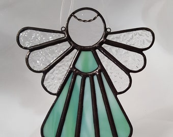 Stained Glass Angel Suncatcher, Green #410