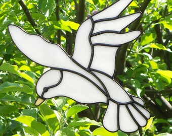Stained Glass Bird Suncatcher, White #305