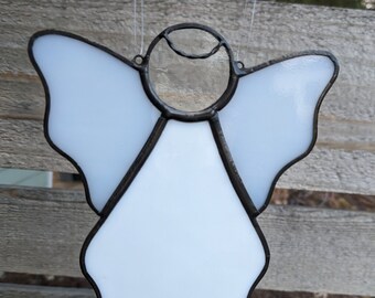 Stained Glass Angel Suncatcher, White #422