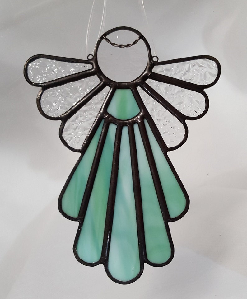 Stained Glass Angel Suncatcher, Green 410 image 1