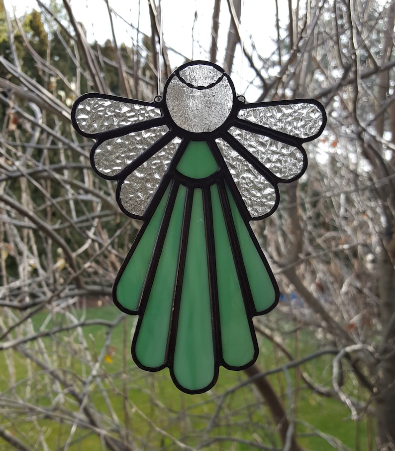 Stained Glass Angel Suncatcher, Green 410 image 4