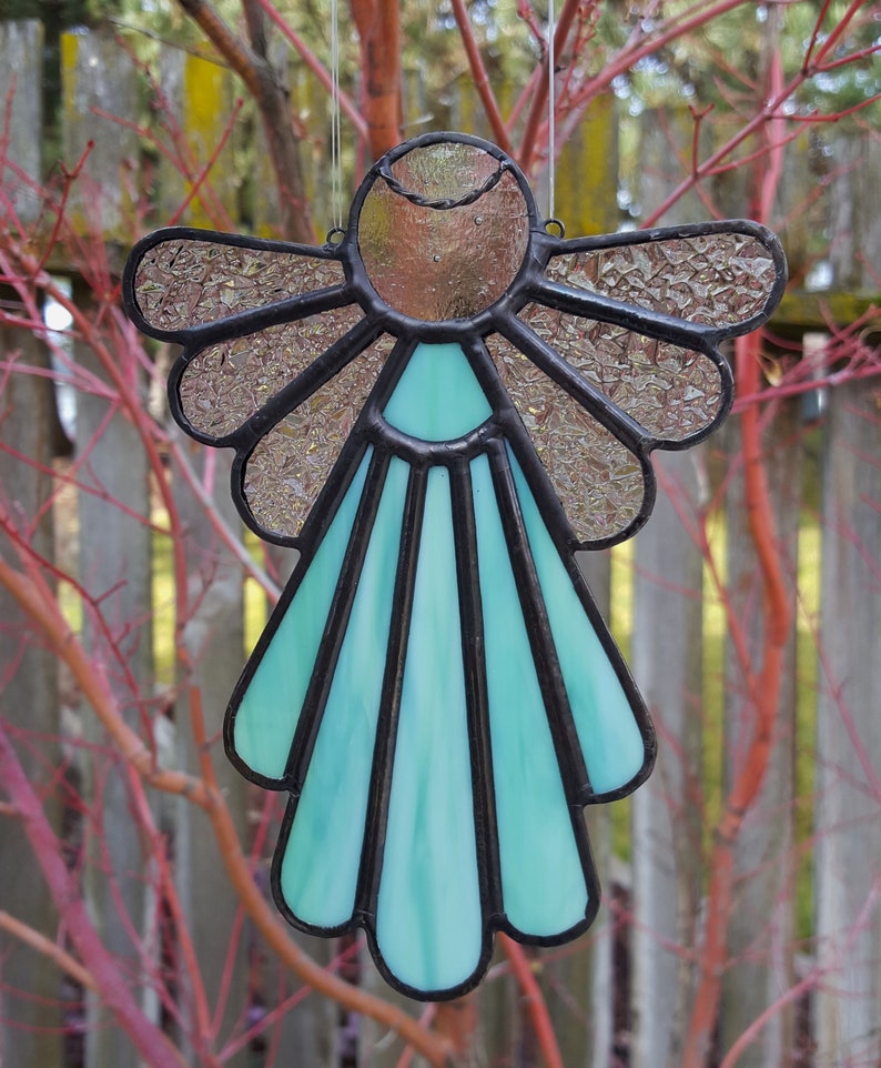 Stained Glass Angel Suncatcher, Green 410 image 3