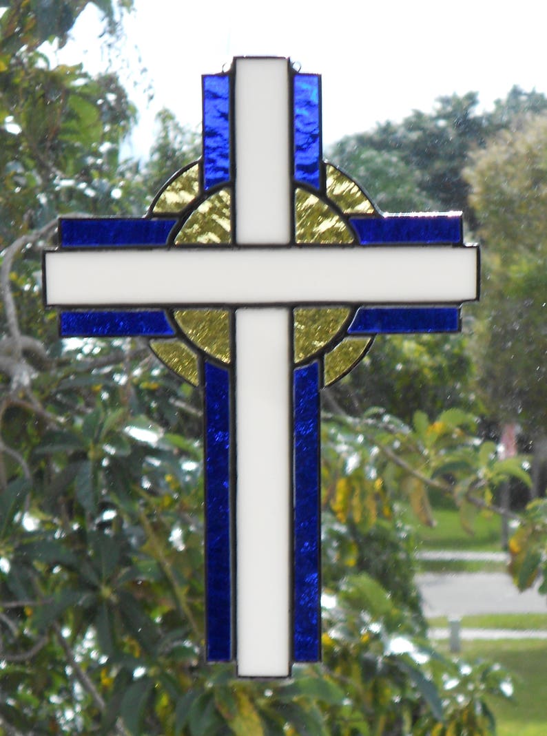 Personalized Stained Glass Cross Suncatcher 115 | Etsy