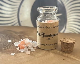 MoonChildMagick apothecary herb jar - Pink Himalayan Salt