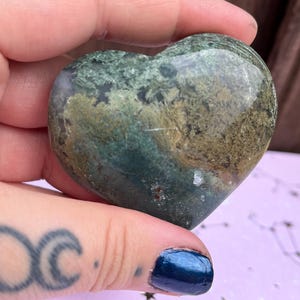Moss agate heart crystal carvings