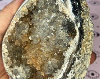 Rare Orca agate raw crystal geode