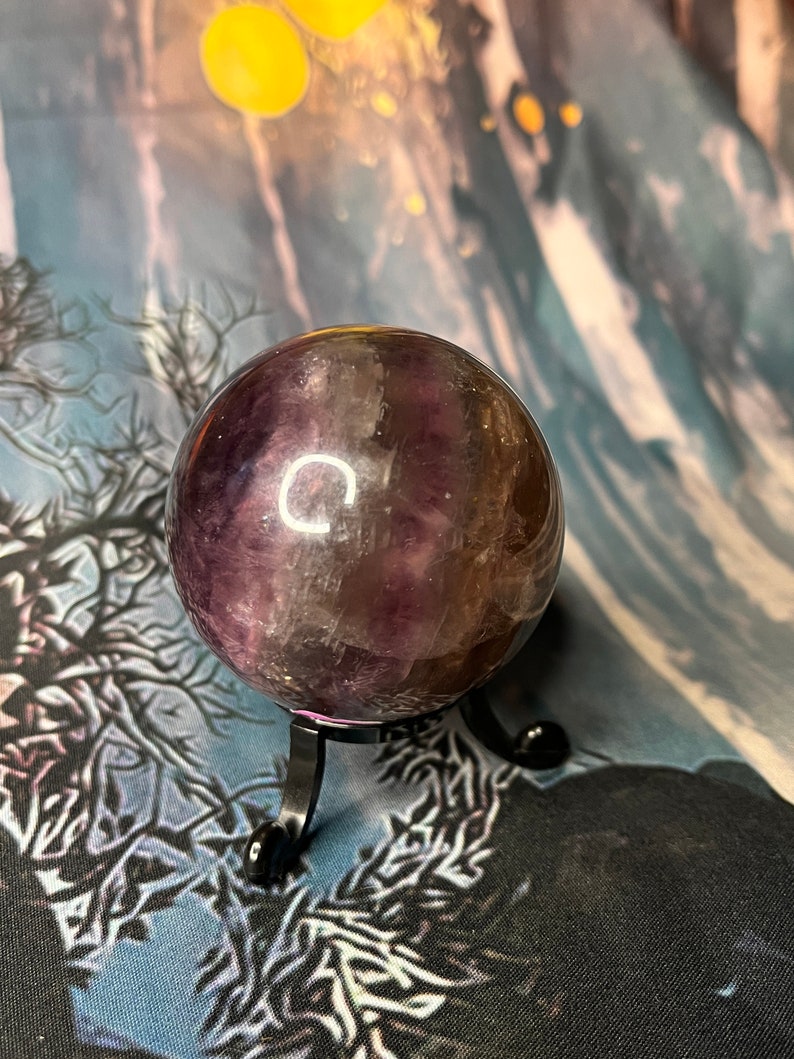 Purple fluorite crystal sphere image 1