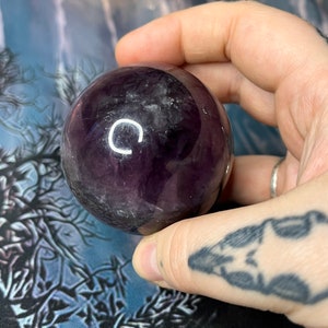 Purple fluorite crystal sphere image 2