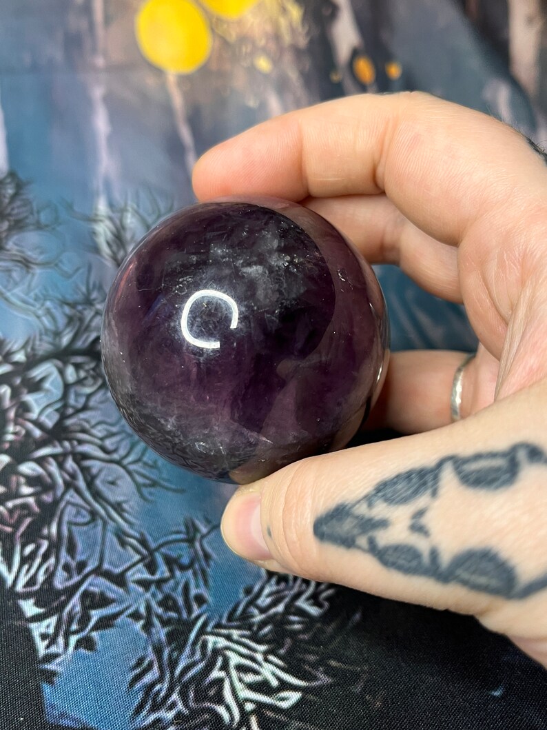 Purple fluorite crystal sphere image 2
