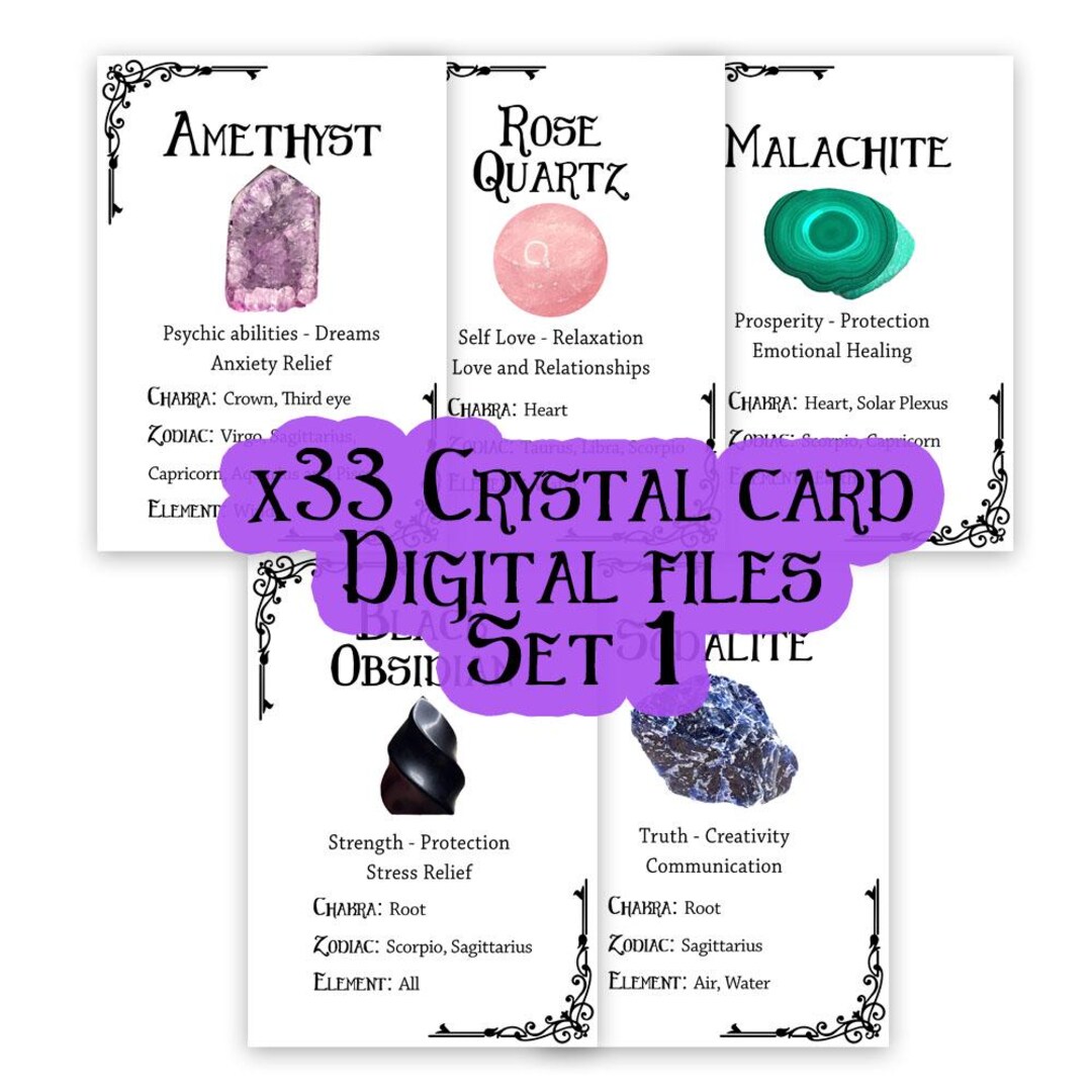 Crystal Info Cards X33 Set 1 - Digital Download - Etsy