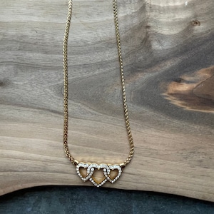 Collier coeur en strass doré Vendôme signé Desinger * Saint Valentin