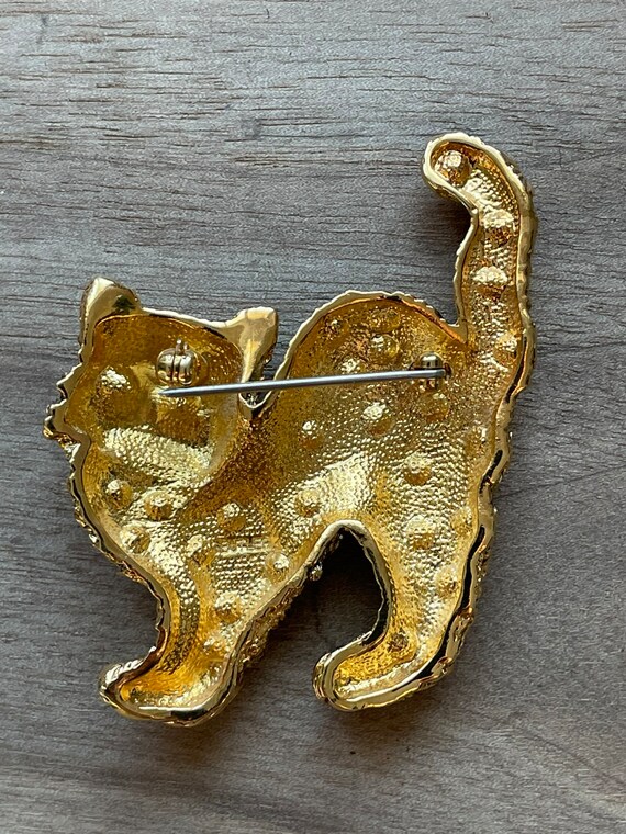 Vintage cat butler pin Long haired cat Rhinestone acc… - Gem