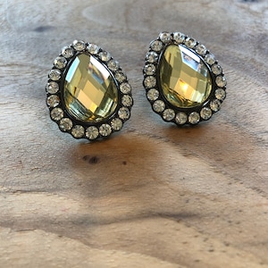 Joan Rivers orecchini con strass giallo - Big Bling