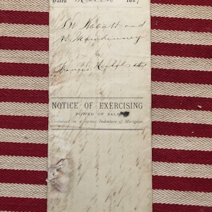 Antiguo membrete poder de venta antigua ephemera manuscrita Scrapbooking Collage 1889 Documento legal victoriano Ontario