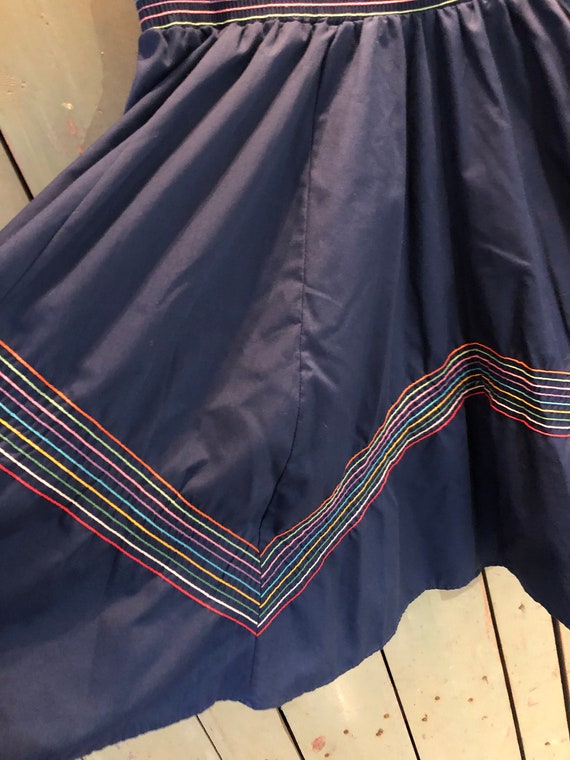 Vintage Rainbow strips Square dance skirt - 17" e… - image 4