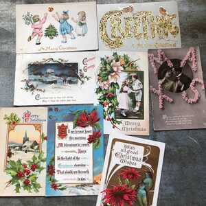 Cartes postales antiques de Noel - éphémère antique - Scrapbooking - Christmas - Carte postale allemande - Art modifié - Éphéméride de Noel