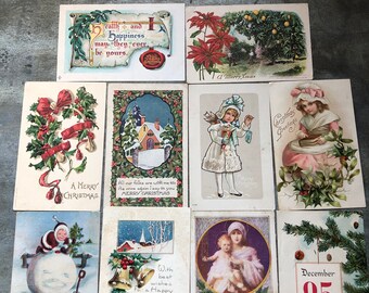 Antique Christmas postcards - antique ephemera - Scrapbooking - Christmas - Christmas ephemera - paper crafts - Altered Art