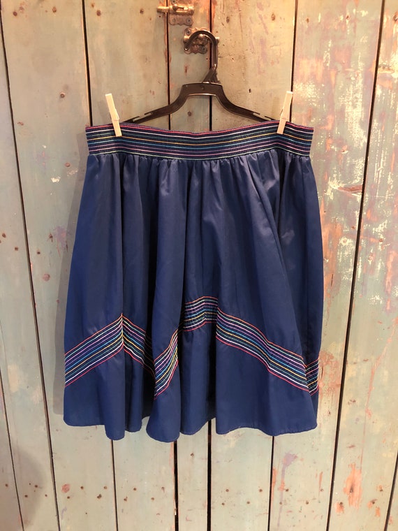 Vintage Rainbow strips Square dance skirt - 17" e… - image 1