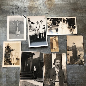Vintage Pretty Lady tinted photo lot - outdoor fun - Pretty Dress - Sun Dress - 1940s - 1920s - flapper style