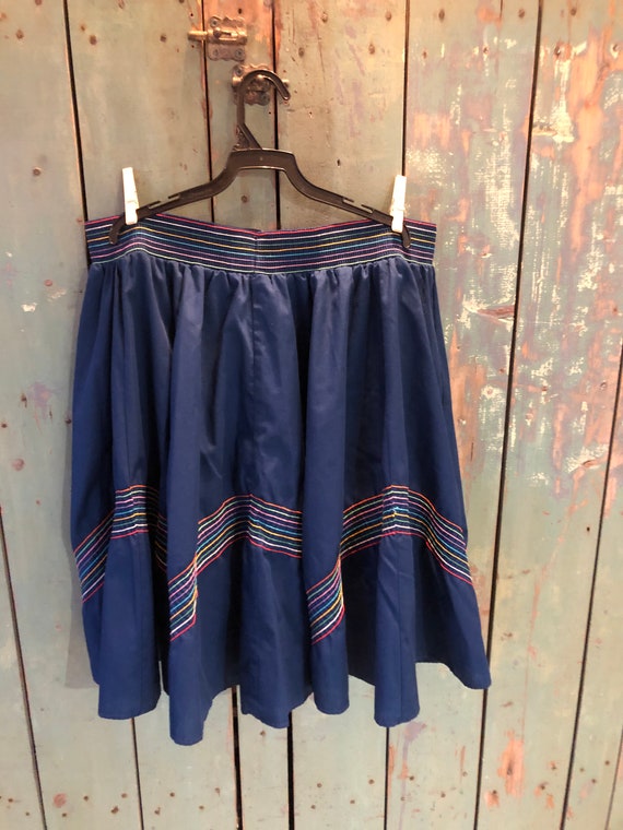 Vintage Rainbow strips Square dance skirt - 17" e… - image 5