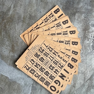 15 cartes de bingo vintage, éphémères de jeu vintage, fournitures de scrapbooking, éphémères vintage