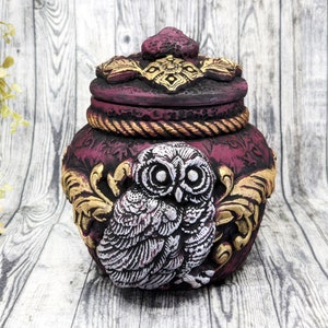 Owl Apothecary Jar Potion Bottle / Apothecary Bottle Pagan Decor Wicca Owl Statue Wiccan Altar Owl Decor Witchy Decor Woodland Witch Gift