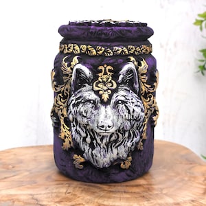 Wolf Urn, Memorial Pet Urn, Small Keepsake Jar For Human Ashes, Funerary Cremains Bottle, Cremation Witchy Urn For Pagans, Dog Pet Loss Gift