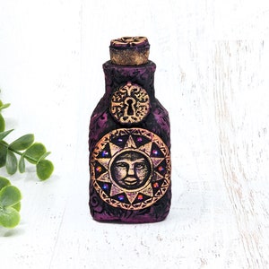 Mini Small Celestial Sun Apothecary Jar, Fairycore Potion Bottle, Fantasy Astrology Spell Bottle, Witchy Decor Gothic Pagan Gift Witchcore