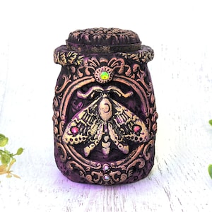 Lunar Moth Urn, Memorial Pet Urn, Small Keepsake Jar For Human Ashes, Cremains Bottle, Butterfly Pagan Cremation Witchy Urn, Pet Loss Gift