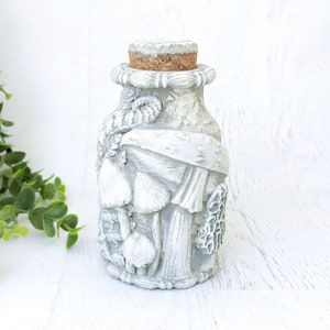 Mushroom Apothecary Jar, Woodland Cottagecore Potion Bottle, Mushroomcore Toadstool Fairy Garden Witchy Decor, Gothic Pagan Gift Pet Urn