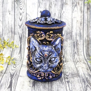 Cat Bast Apothecary Jar Potion Bottle / Wiccan Altar Clay Apothecary Bottle Gothic Home Decor Witchy Decor Goth Witch Pagan Gifts Pet Urn