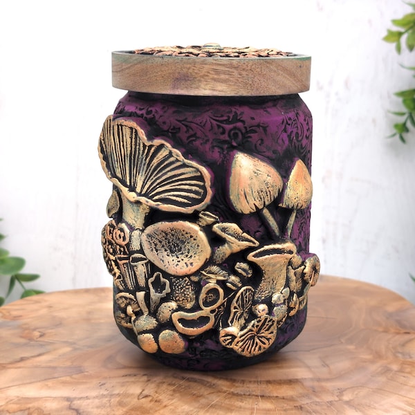 Mushroom Urn, Memorial Pet Urn, Small Keepsake Jar For Human Ashes, Cremains Bottle, Mushroomcore Pagan Cremation Witchy Urn, Pet Loss Gift