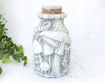 Mushroom Apothecary Jar, Woodland Cottagecore Potion Bottle, Mushroomcore Toadstool Fairy Garden Witchy Decor, Gothic Pagan Gift Pet Urn