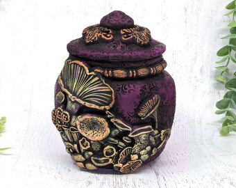 Mushroom Urn, Memorial Pet Urn, Small Keepsake Jar For Human Ashes, Cremains Bottle, Mushroomcore Pagan Cremation Witchy Urn, Pet Loss Gift