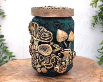Mushroom Apothecary Jar, Woodland Dark Cottagecore Potion Bottle, Mushroomcore Mushie Fungi Witchy Decor Gothic Pagan Gift Witchcore Pet Urn