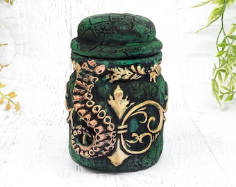 Tentacle Cthulhu Apothecary Jar Potion Bottle, Kraken Octopus Nautical Ocean Decor, Sea Witch Pagan Gift, Wiccan Altar Witchy Decor Art