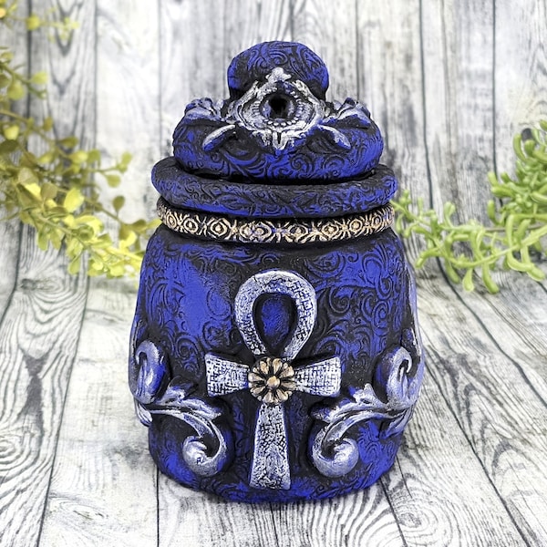 Ankh Apothecary Jar Witch Potion Bottle Art, Apothecary Bottle for Gothic Home Decor & Wiccan Altar, Witchy Pagan Gift Goth Decoration