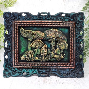 Mushroom Sculpted Framed Art, Gothic Home Decor Wall Tabletop, Mushroomcore Cottagecore Witchy Decor, Fairy Aesthetic Witchcore Pagan Gift