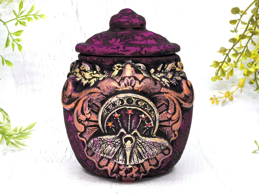 Lunar Moth Urn, Memorial Pet Urn, Small Keepsake Jar for Human Ashes