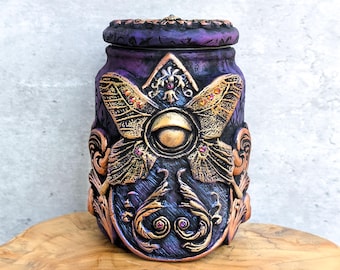 Oracle Apothecary Jar, Planchette Spirit Potion Bottle, Crystal Fantasy Witchy Decor Gothic Pagan Gift, Fairycore Keepsake Pet Urn