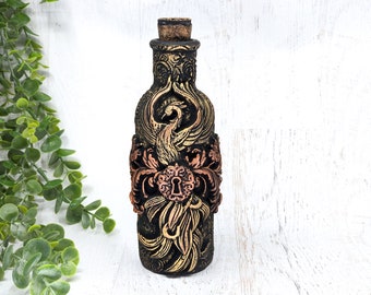 Phoenix Apothecary Jar Potion Bottle, Wiccan Altar Clay Apothecary Bottle, Gothic Home Decor Witchy Decor, Goth Witch Pagan Gifts, Pet Urn
