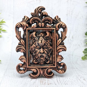 Greenman Sculpted Framed Art, Gothic Home Decor Wall Tabletop, Green Man Cottagecore Witchy Decor, Fairy Aesthetic Witchcore Pagan Gift