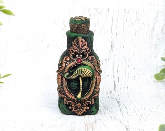 Mini Small Mushroom Apothecary Jar, Woodland Cottagecore Potion Bottle, Mushroomcore Mushie Fungi Witchy Decor Gothic Pagan Gift Witchcore